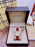 Burberry The Classic Gold Dial Red Leather Strap Watch for Women - BU10102