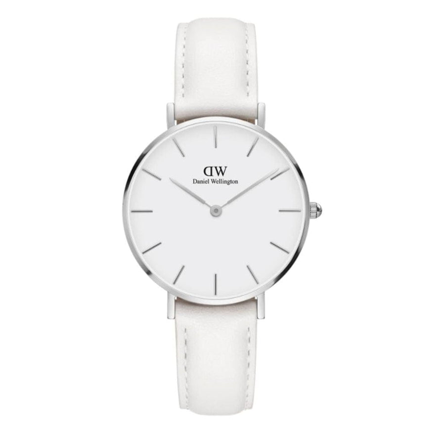 Daniel Wellington Petite Bondi White Dial White Leather Strap Watch For Women - DW00100190