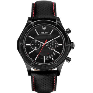 Maserati Circuito Black Dial Black Leather Strap Watch For Men - R8871627004