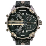 Diesel Mr Daddy 2.0 Black Dial Black Leather Strap Watch For Men - DZ7348