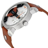 Diesel Mini Daddy Silver Dial Brown Leather Strap Watch For Men - DZ7309