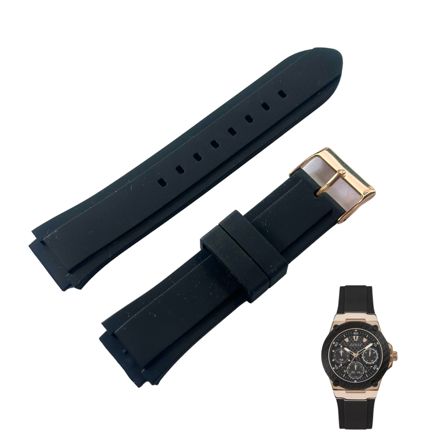 Guess Zena Chronograph Black Dial Black Rubber Strap Watch For Women - W1094L6