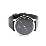 Calvin Klein Minimal Black Dial Black Leather Strap Watch for Men - K3M221CS