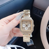 Guess Deco Quartz Crystals Gold Dial Gold Steel Strap Watch For Women - GW0472L2