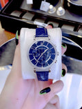 Swarovski Passage Chrono Crystal Blue Dial Blue Leather Strap Watch for Women - 5580342