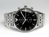 Emporio Armani Chronograph Black Dial Silver Steel Strap Watch For Men - AR0389