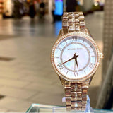 Michael Kors Lauryn Mother of Pearl Dial Rose Gold Steel Strap Watch for Women - MK3716