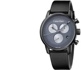 Calvin Klein City Chronograph Grey Dial Black Leather Strap Watch for Men - K2G177C3