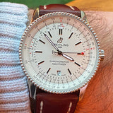 Breitling Navitimer 1 Automatic 41mm White Dial Brown Leather Strap Mens Watch - A17326211G1P1