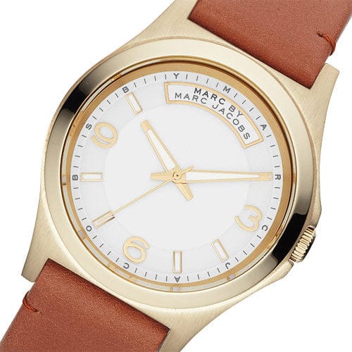 Marc Jacobs Baby Dave White Dial Brown Leather Strap Watch for Women - MBM1261