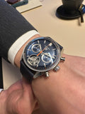 Tag Heuer Carrera Chronograph Tourbillion Blue Dial Blue Leather Strap Watch for Men - CBS5010.FC6543