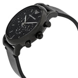 Emporio Armani Dress Chronograph Black Dial Black Leather Strap Watch For Men - AR1918