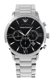 Emporio Armani Giovanni Chronograph Black Dial Silver Steel Strap Watch For Men - AR11208