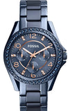 Fossil Riley Quartz Blue Dial Blue Steel Strap Watch for Women - ES4294