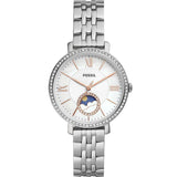 Fossil Jacqueline Multifunction Moonphase White Dial Silver Steel Strap Watch for Women - ES5164