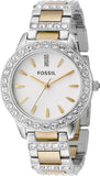 Fossil Jesse Crystals White Dial Two Tone Steel Strap Watch for Women - ES2409