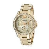 Fossil Riley Gold Dial Gold Steel Strap Watch for Women - ES3203