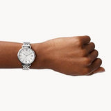 Fossil Jacqueline White Dial Silver Steel Strap Watch for Women - ES3433