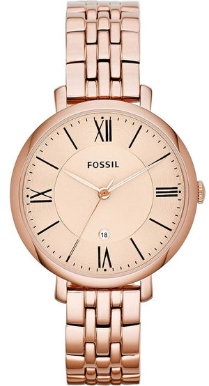 Fossil Jacqueline Rose Gold Dial Rose Gold Steel Strap Watch for Women - ES3435