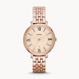 Fossil Jacqueline Rose Gold Dial Rose Gold Steel Strap Watch for Women - ES3435