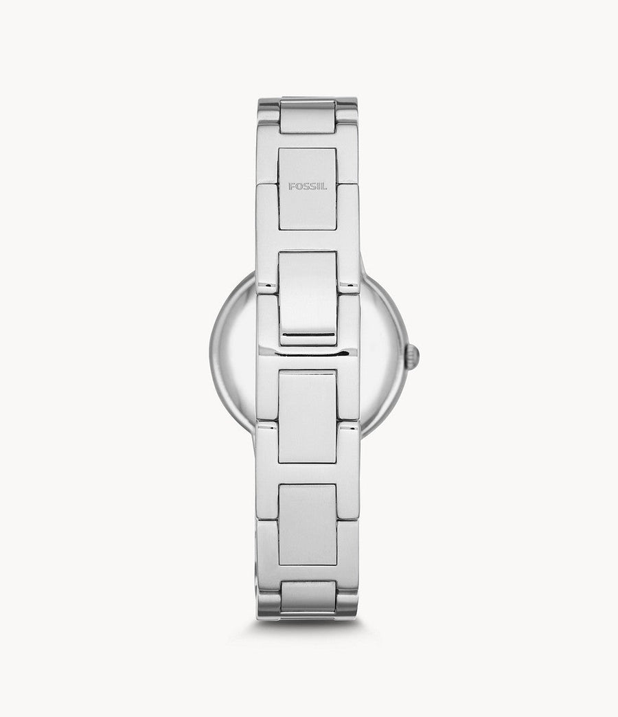 Fossil Virginia Pink Dial Silver Steel Strap Watch for Women - ES3504