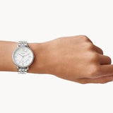 Fossil Jacqueline White Dial Silver Steel Strap Watch for Women - ES3545