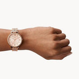 Fossil Jacqueline Rose Gold Dial Rose Gold Steel Strap Watch for Women - ES3546