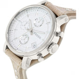 Fossil Boyfriend Chronograph White Dial Brown Leather Strap Watch for Women - ES3625