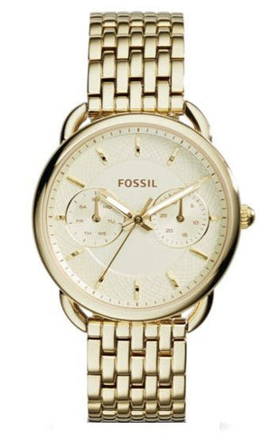 Fossil Tailor Gold Dial Gold Steel Strap Watch for Women - ES3714