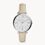 Fossil Jacqueline White Dial Beige Leather Strap Watch for Women - ES3793