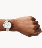 Fossil Jacqueline White Dial Beige Leather Strap Watch for Women - ES3793