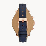 Fossil Original Boyfriend Chronograph White Dial Navy Blue Leather Strap Watch for Women - ES3838