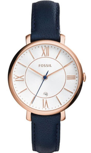 Fossil Jacqueline White Dial Blue Leather Strap Watch for Women - ES3843