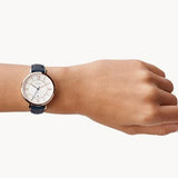 Fossil Jacqueline White Dial Blue Leather Strap Watch for Women - ES3843