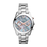 Fossil Perfect Boyfriend Mother of Pearl Blue Dial Silver Steel Strap Watch for Women - ES3880