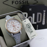 Fossil Original Boyfriend White Dial Light Blue Leather Strap Watch for Women - ES4045