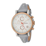 Fossil Original Boyfriend White Dial Light Blue Leather Strap Watch for Women - ES4045