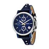 Fossil Boyfriend Sport Chronograph Blue Dial Blue Leather Strap Watch for Women - ES4113