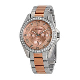 Fossil Riley Multifunction Rose Gold Dial Two Tone Steel Strap Watch for Women - ES4145