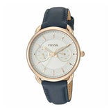 Fossil Tailor White Dial Blue Leather Strap Watch for Women - ES4260