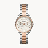 Fossil Tailor White Dial Two Tone Steel Strap Watch for Women - ES4396