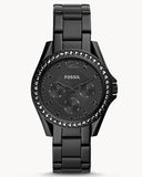 Fossil Riley Multifunction Black Dial Black Steel Strap Watch for Women - ES4519