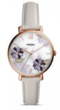 Fossil Jacqueline Mother of Pearl Dial Grey Leather Strap Watch for Women - ES4672