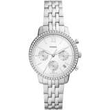 Fossil Neutra Chronograph Silver Dial Silver Steel Strap Watch for Women - ES5217