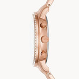 Fossil Boyfriend Chronograph Rose Gold Dial Rose Gold Steel Strap Watch for Women - ES3380