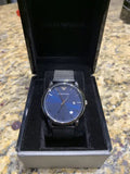 Emporio Armani Luigi Quartz Blue Dial Grey Mesh Bracelet Watch For Men - AR11053