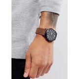 Emporio Armani Chronograph Black Dial Brown Leather Strap Watch For Men - AR11078