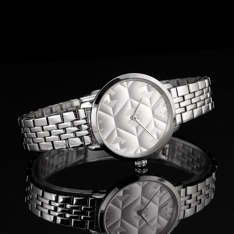 Emporio Armani Modern Silver Dial Silver Steel Strap Watch for Women - AR11213