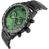 Emporio Armani Mario Chronograph Green Dial Black Steel Strap Watch For Men - AR11472