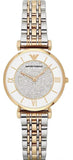 Emporio Armani Gianni T Bar Analog White Dial Two Tone Steel Strap Watch For Women - AR2076